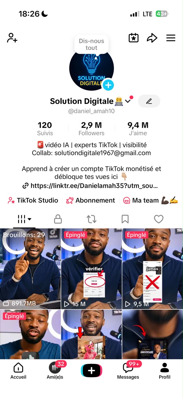 Capture du compte TikTok